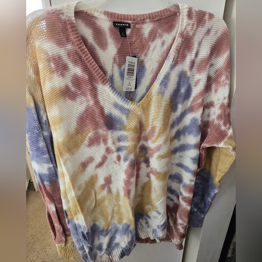 Torrid Tie Dyed Light Weight V Neck Sweater 3x